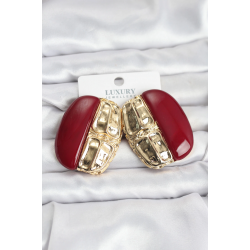 Mey İthalat® Bordo Renk Pirinç Vintage Kadın Küpe