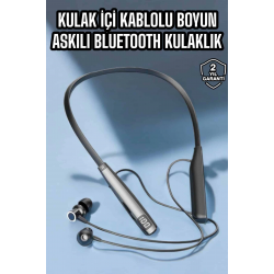 Mey İthalat® Boyun Askılı Bluetooth Kulaklık Uzun Şarj Süreli Dijital Göstergeli Kablolu