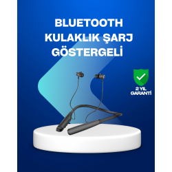 Mey İthalat® Boyun Askılı Kablosuz Bluetooth Kulaklık – Aktif Gürültü Önleme, LCD Ekranlı