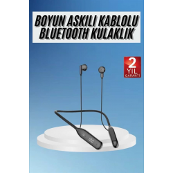 Mey İthalat® Boyun Bantlı Kablolu Yüksek Ses Kaliteli Bluetooth Kulaklık Uzun Pil Ömrü
