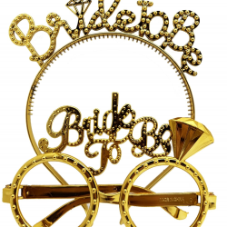 Mey İthalat® Bride To Be Yazılı Taç ve Bride To Be Yazılı Gözlük Seti Altın Renk