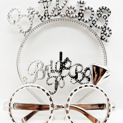 Mey İthalat® Bride To Be Yazılı Taç ve Bride To Be Yazılı Gözlük Seti Gümüş Renk