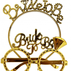 Mey İthalat® Bride To Be Yazılı Taç ve Bride To Be Yazılı Gözlük Seti Altın Renk