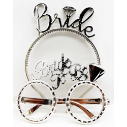 Mey İthalat® Bride Yazılı Taç ve Bride To Be Yazılı Gözlü  Seti Gümüş Renk