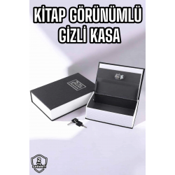 Mey İthalat® Büyük Boy Anahtarlı Kitap Görünümlü Gizli Kasa Çelik Kasa Altın Kasası