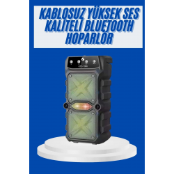Mey İthalat® Büyük Boy Bluetooth Hoparlör Çoklu Bağlantı Çift Çıkışlı Taşınabilir Kesintisiz