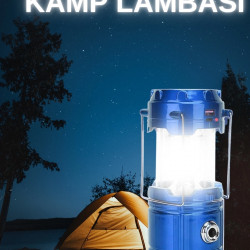 Mey İthalat® Büyük Boy Güneş Enerjili Kamp Feneri Işıldak Lamba USB Şarjlı