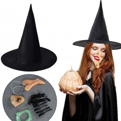 Mey İthalat® Cadı Şapkası Cadı Tırnakları Cadı Burnu Cadı Çenesi Cadı Diş Seti