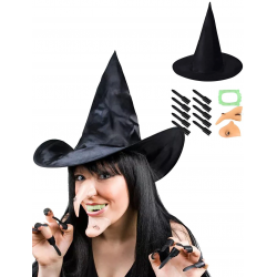 Mey İthalat® Cadı Şapkası Cadı Tırnakları Cadı Burnu Cadı Çenesi Cadı Diş Seti