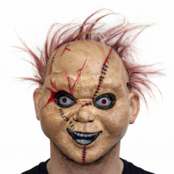 Mey İthalat® Çaki Korku Bebek Maskesi – Saçlı Plastik Yüz Maskesi