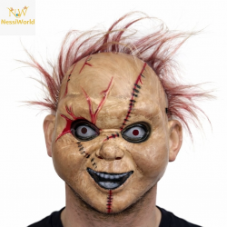 Mey İthalat® Korku Bebek Maskesi – Saçlı Plastik Yüz Maskesi