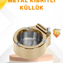 Mey İthalat® Çakmak Entegreli Küllük Yeniden Doldurulabilir Metal Gövde