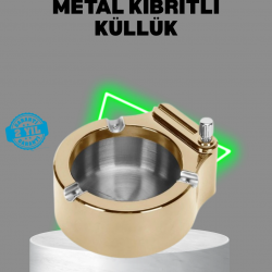 Mey İthalat® Çakmaklı Küllük Paslanmaz Metal Dayanıklı Tasarım