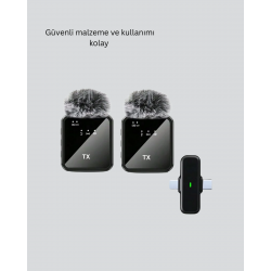 Mey İthalat® Canlı Yayın ve Video Çekimleri İçin Çiftli Kablosuz Yaka Mikrofon