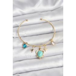 Mey İthalat® Caretta Caretta Charmlı Gold Renk Kadın Bileklik