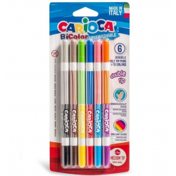 Mey İthalat®  a Bicolor Süper Yıkanabilir Çift Uçlu Keçeli Boya Kalemi 6'Lı 12 Renk