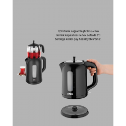 Mey İthalat® Çaycı Cam Demlikli 1800W Güçlü ve Sıcak Tutmalı Elektrikli Çay Makinesi