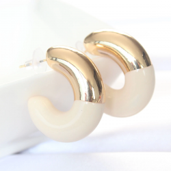 Mey İthalat® CCB Krem Gold Çift Renk Küpe