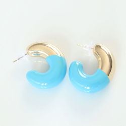 Mey İthalat® CCB Mavi Gold Çift Renk Küpe