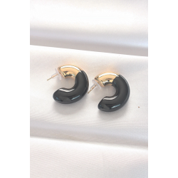 Mey İthalat® CCB Siyah Gold Çift Renk Küpe