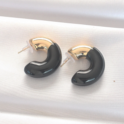 Mey İthalat® CCB Siyah Gold Çift Renk Küpe