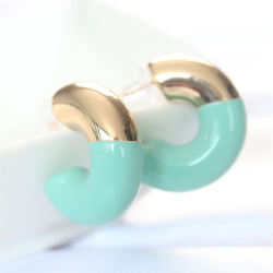 Mey İthalat® CCB Turkuaz Gold Çift Renk Küpe