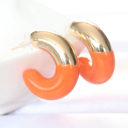 Mey İthalat® CCB Turuncu Gold Çift Renk Küpe