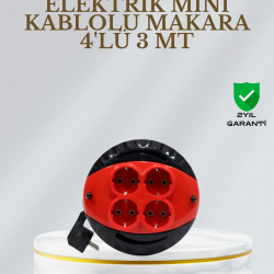 Mey İthalat® CE Belgeli 3 Metre 4’lü Kablolu Priz Makara