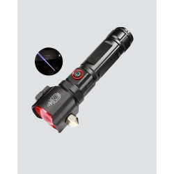 Mey İthalat® Çekiçli Pusulalı Acil Durum Feneri USB Şarjlı Çok Fonksiyonlu