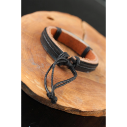 Mey İthalat® Çelik Aksesuarlı Siyah Renk Deri Erkek Bileklik