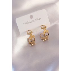 Mey İthalat® Çelik Gold Renk Tifanny Zincir Model Kadın Küpe