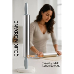 Mey İthalat® Çelik Merdane - Profesyonel Hamur Açma Merdanesi - 304 Paslanmaz Çelik Mutfak Merdanesi