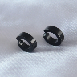 Mey İthalat® Çelik Siyah Renk Sıkıştırmalı Erkek Küpe