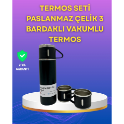 Mey İthalat® Çelik Termos Bardak Seti | 500 ml Kapasite, Kaymaz Taban, Hediye Kutulu
