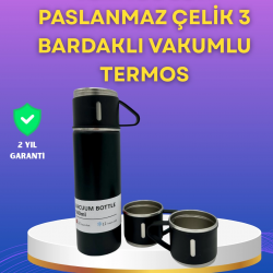 Mey İthalat® Çelik Termos Bardak Seti | 500 ml Kapasite, Kaymaz Taban, Hediye Kutulu