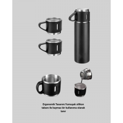 Mey İthalat® Çelik Termos Bardak Seti | 500 ml Kapasite, Kaymaz Taban, Hediye Kutulu