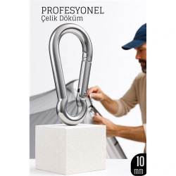 Mey İthalat® Çelik Yan Açılır Karabina -10 mm Kamp, Tırmanış ve Günlük Kullanım İçin Güvenli Kilit