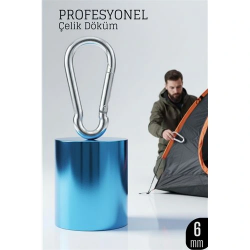 Mey İthalat® Çelik Yan Açılır Karabina - 6 mm Kamp, Tırmanış ve Günlük Kullanım İçin Güvenli Kilit