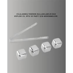 Mey İthalat® Çevre Dostu Metal Buz Küpü ve Kullanışlı Klips Seti