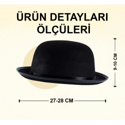 Mey İthalat® Charlie Chaplin Stil Çocuk Şapkası – Siyah Melon Parti Şapkası