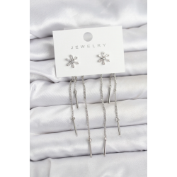 Mey İthalat® Çiçek Model Gümüş Pirinç Sallantılı Kadın Küpe