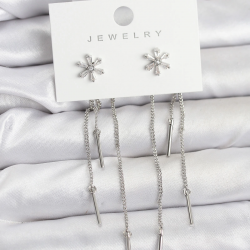 Mey İthalat® Çiçek Model Gümüş Pirinç Sallantılı Kadın Küpe