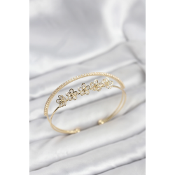 Mey İthalat® Çiçek Model Pirinç Gold Renk Kadın Bileklik