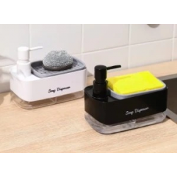 Mey İthalat® Çift Hazneli Sıvı Sabunluk ve Süngerlik Hazneli