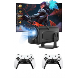 Mey İthalat® Çift Kollu Game Box Projeksiyon Cihazı Kumandalı Android Tv Dahili Hoparlör