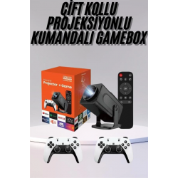 Mey İthalat® Çift Kollu Game Box Projeksiyon Cihazı Kumandalı Android Tv Dahili Hoparlör