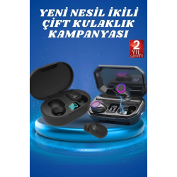 Mey İthalat® Çift Kulaklık Kampanyası Dokunmatik Kontrol Kulak İçi Yüksek Ses Kaliteli Mikrofonlu