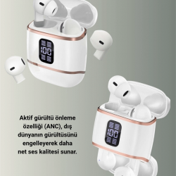 Mey İthalat® Çift Kulaklıklı Bluetooth Kulaklık – 4 Adet, ANC-ENC, Şarj Kutulu, Dijital Göstergeli