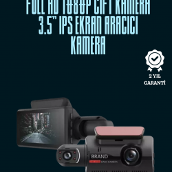 Mey İthalat® Çift Lensli Araç İçi Kamera – Park Koruma, Gece Görüş ve Tarih Damgası