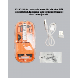 Mey İthalat® Çift Modlu Fare – USB Alıcılı ve Bluetooth Bağlantılı